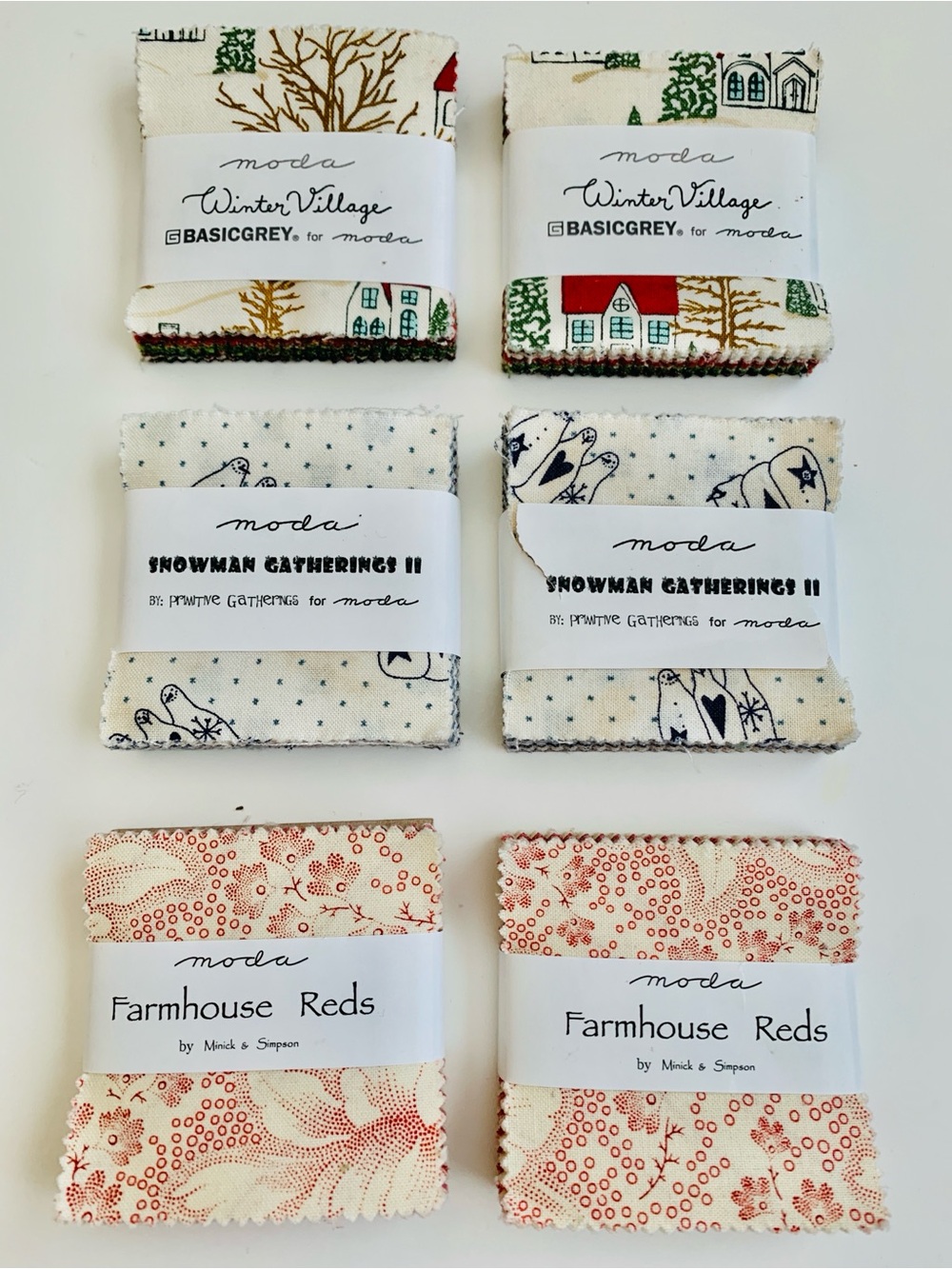 MODA Mini Charm Pack Square Fabric Bundle Winter Farmhouse Snowman - Picture 3 of 10